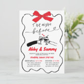 Handgezeichnete Red Bow Paare Toast Engagement Par Einladung (Stehend Vorderseite)
