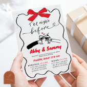 Handgezeichnete Red Bow Paare Toast Engagement Par Einladung
