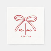 Handgezeichnete Red Bow Wedding Monogram Napkins Serviette (Vorderseite)