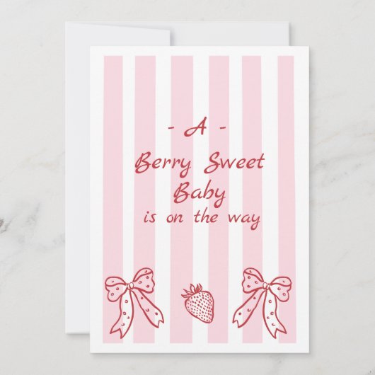 Handgezeichnete Red Strawberry Baby Dusche Einladung (Rückseite)