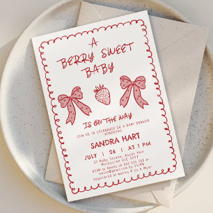 Handgezeichnete Red Strawberry Berry Sweet Baby Du Einladung