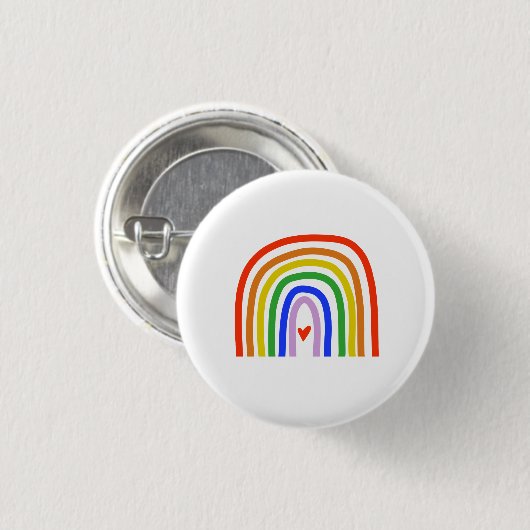 Handgezeichnete Regenbogen Primärfarben Weißes Her Button (Vorne & Hinten)