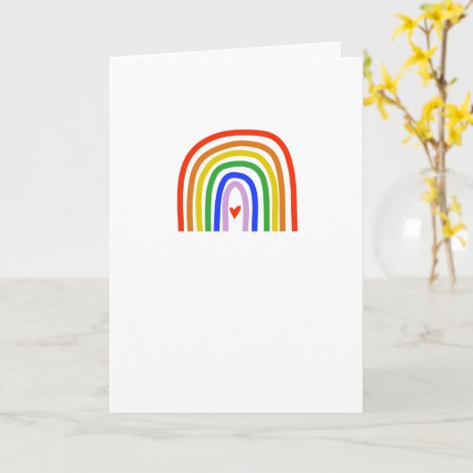 Handgezeichnete Regenbogenfarben Herz hinzufügen T Karte (Gelbe Blume)