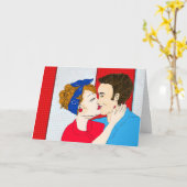 Handgezeichnete Retro Art Couple's Liebe Sie, Baby Karte (Gelbe Blume)
