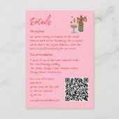 Handgezeichnete Retro-Rosa QR-Code Hochzeitsinform Begleitkarte (Vorderseite)