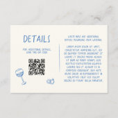 Handgezeichnete Retro-Sketch Grüne Hochzeitdetails Begleitkarte (Vorderseite)