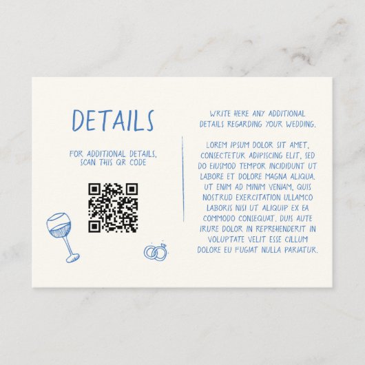 Handgezeichnete Retro-Sketch Grüne Hochzeitdetails Begleitkarte (Vorderseite)