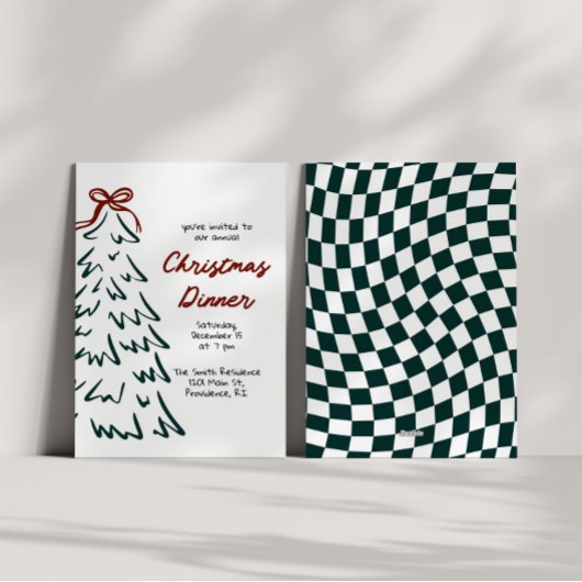 Handgezeichnete Retro Weihnachtsfeier Einladung