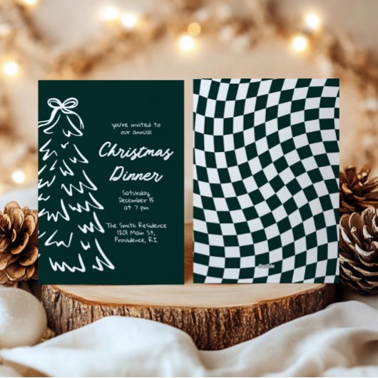 Handgezeichnete Retro Weihnachtsfeier Einladung