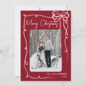 Handgezeichnete Ribbon Bow Red Retro Weihnachten (Vorderseite)