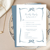 Handgezeichnete Ribbon Doodle Dusty Blue Modern We RSVP Karte
