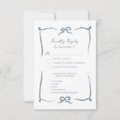 Handgezeichnete Ribbon Doodle Dusty Blue Modern We RSVP Karte (Vorderseite)