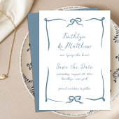 Handgezeichnete Ribbon Doodle Dusty Blue Modern We Save The Date