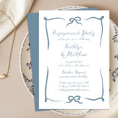 Handgezeichnete Ribbon Dusty Blue Engagement Party Einladung