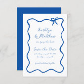 Handgezeichnete Ribbon Whimsical Französisch Blau Save The Date