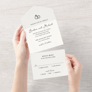 Handgezeichnete Ringe Doodle Moderne Hochzeit All In One Einladung