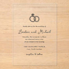 Handgezeichnete Rings Doodle Moderne Hochzeit Acryleinladungen