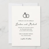 Handgezeichnete Rings Doodle Moderne Hochzeit Einladung (Vorderseite)