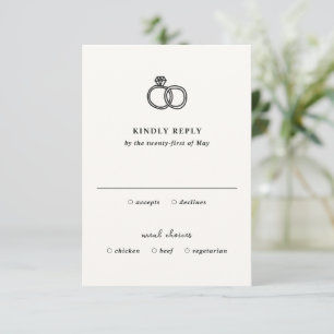 Handgezeichnete Rings Doodle Moderne Hochzeit RSVP Karte