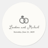 Handgezeichnete Rings Doodle Moderne Hochzeit Runder Aufkleber (Vorderseite)