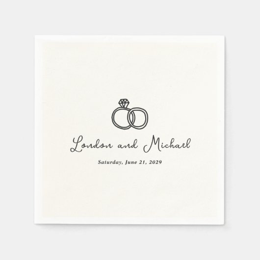 Handgezeichnete Rings Doodle Moderne Hochzeit Serviette (Vorderseite)