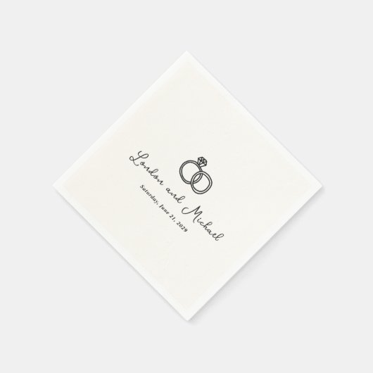 Handgezeichnete Rings Doodle Moderne Hochzeit Serviette (Ecke)