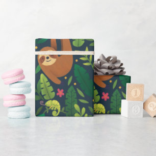 Handgezeichnete Rollen von Regenwaldtieren als Ges Geschenkpapier