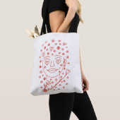 Handgezeichnete romantische Linienkunst Gesicht mi Tasche (Von Nahem)