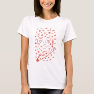Handgezeichnete romantische Linienkunst-Illustrati T-Shirt