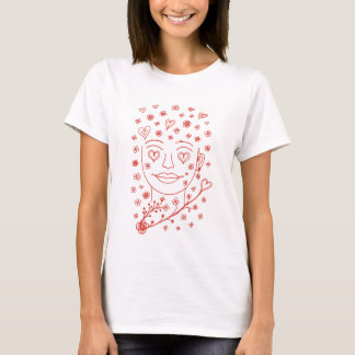 Handgezeichnete romantische Linienkunst-Illustrati T-Shirt