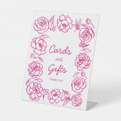 Handgezeichnete rosa Blumenkarten und Geschenke Sockelschild (Vorderseite)