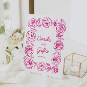 Handgezeichnete rosa Blumenkarten und Geschenke Sockelschild