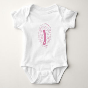 Handgezeichnete rosa botanische Pilzkunst Baby Strampler