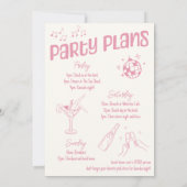 Handgezeichnete Rosa Disco 40. Geburtstag Party We Einladung (Rückseite)