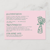 Handgezeichnete, rosa farbige Hochzeitsdetails Begleitkarte (Vorderseite)