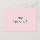 Handgezeichnete, rosa farbige Hochzeitsdetails Begleitkarte (Rückseite)