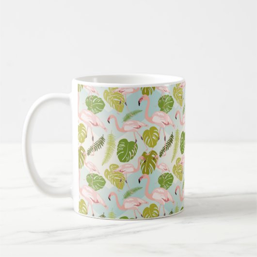 Handgezeichnete rosa Flamingo Skizze. Vintager Ill Kaffeetasse (Links)
