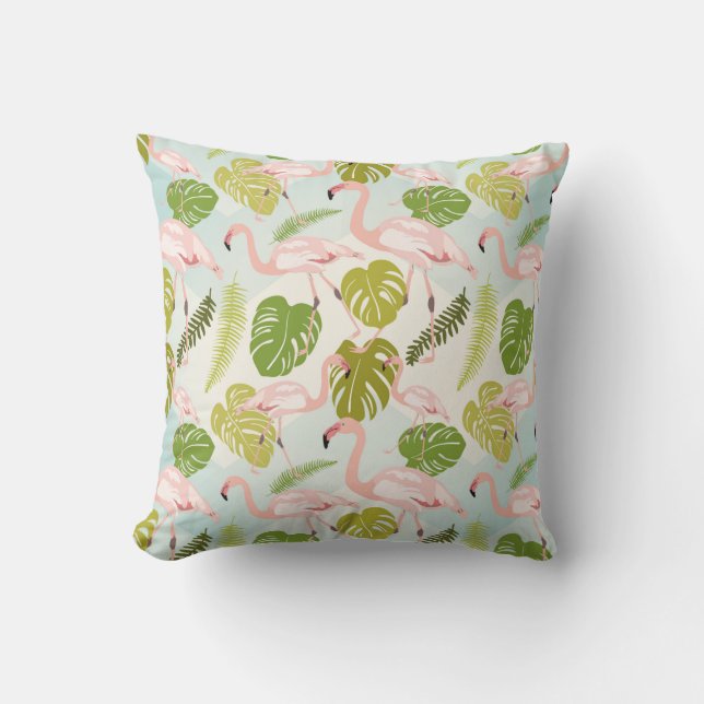 Handgezeichnete rosa Flamingo Skizze. Vintager Ill Kissen (Vorderseite)