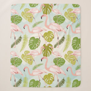 Handgezeichnete rosa Flamingo Skizze. Vintager Ill Sherpadecke