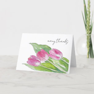 Handgezeichnete Rosa-Frühlingskizze Dankeskarte