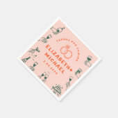 Handgezeichnete Rosa Funky Wedding Serviette (Ecke)
