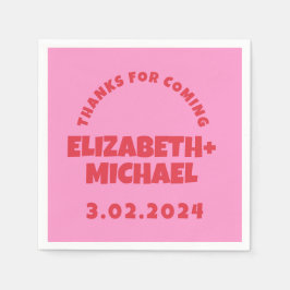 Handgezeichnete Rosa Funky Wedding Serviette