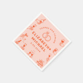 Handgezeichnete Rosa Funky Wedding Serviette (Ecke)