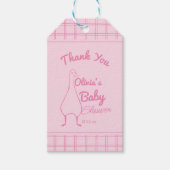 Handgezeichnete Rosa Gänse Kindermädchen Dusche Geschenkanhänger (Vorderseite)