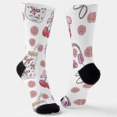 Handgezeichnete rosa girly Elemente nahtloses Must Socken (Gewinkelt)