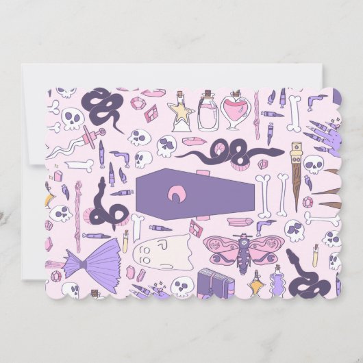 handgezeichnete Rosa-Halbkuchen-Zombie Einladung (Vorderseite)