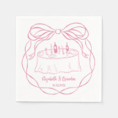 Handgezeichnete rosa Hochzeitstorte Monogram Napki Serviette (Vorderseite)