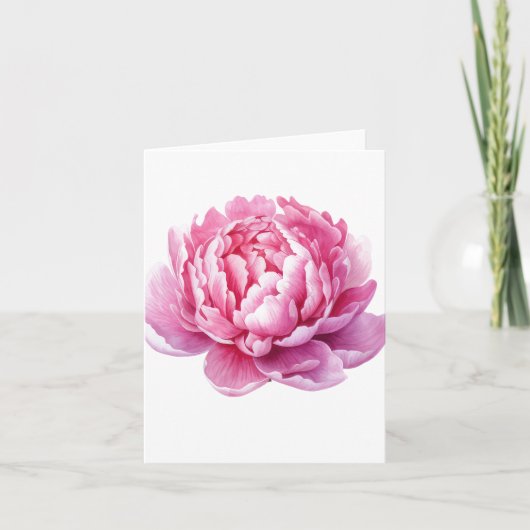 Handgezeichnete rosa Peonie (Leere) Karte (Vorderseite)