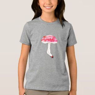 Handgezeichnete rosa Pilz süße Pastell-Pilzkunst Tri-Blend Shirt