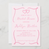 Handgezeichnete rosa Rahmen Bridal Dusche Einladun Einladung (Vorderseite)